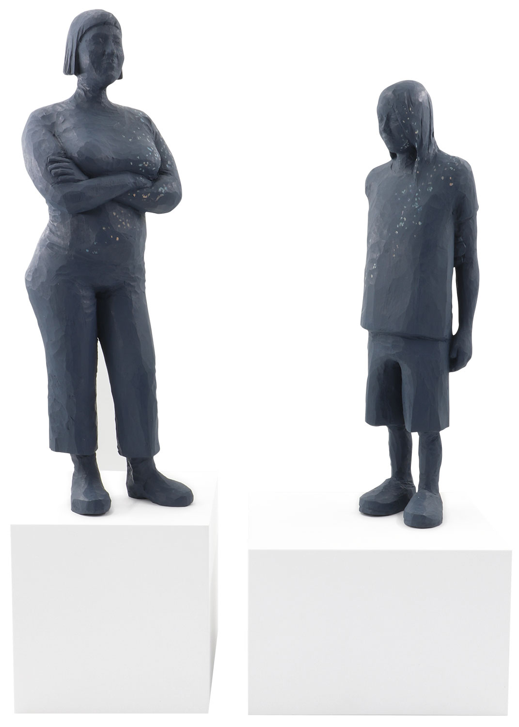 Johanna Schelle: 2 Holzskulpturen mit Sockel zur Wandmontage ‚Körper#309.3/4 und Körper#310.4/4‘ im Set (2022)