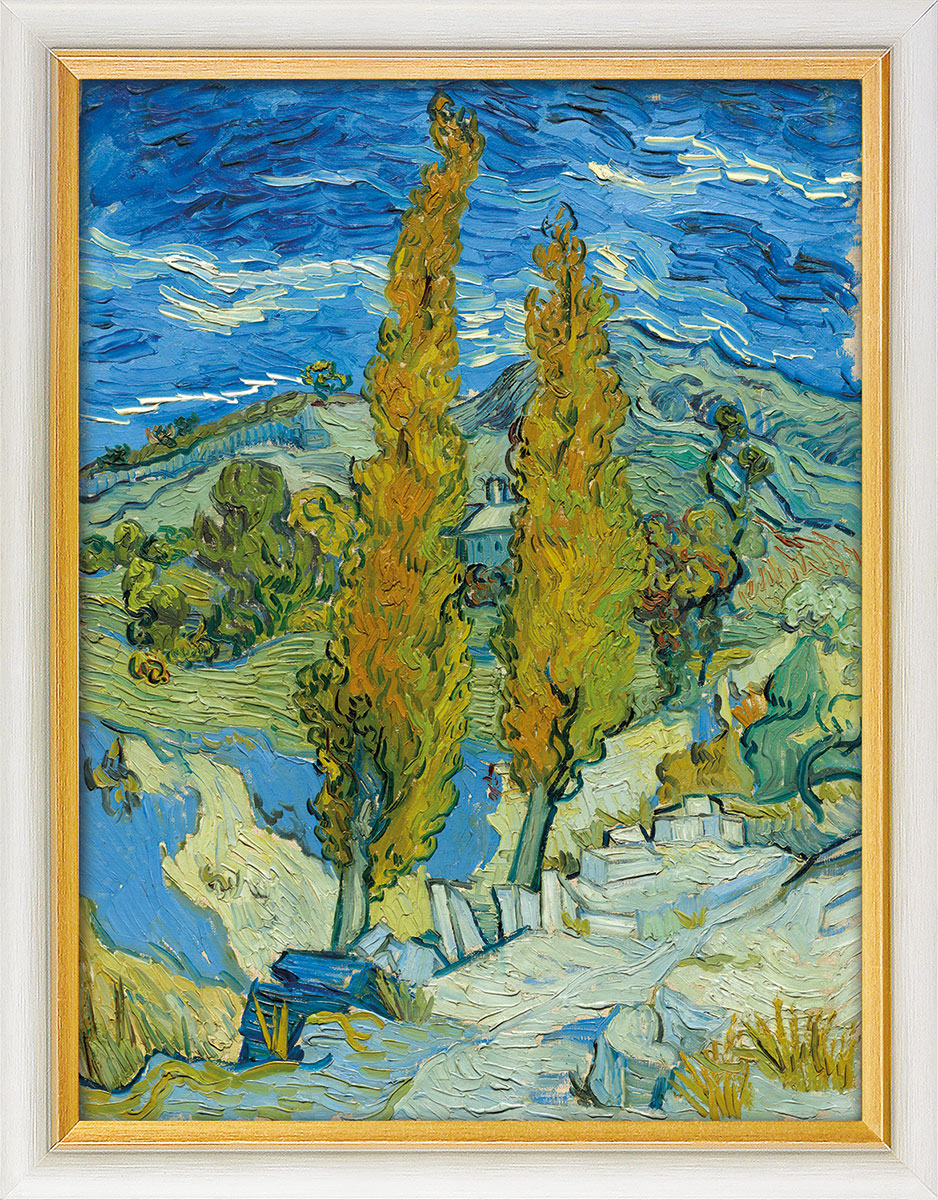 Vincent van Gogh: Bild ‚Zwei Pappeln an einem Weg‘ (1889), gerahmt