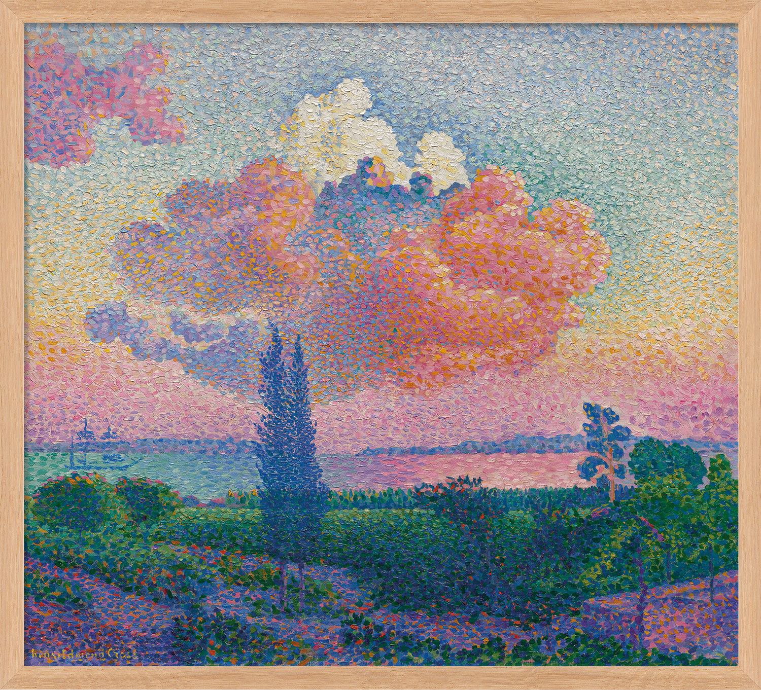 Henri Edmond Cross: Bild ‚Die rosa Wolke‘ (1896), Version naturfarben gerahmt