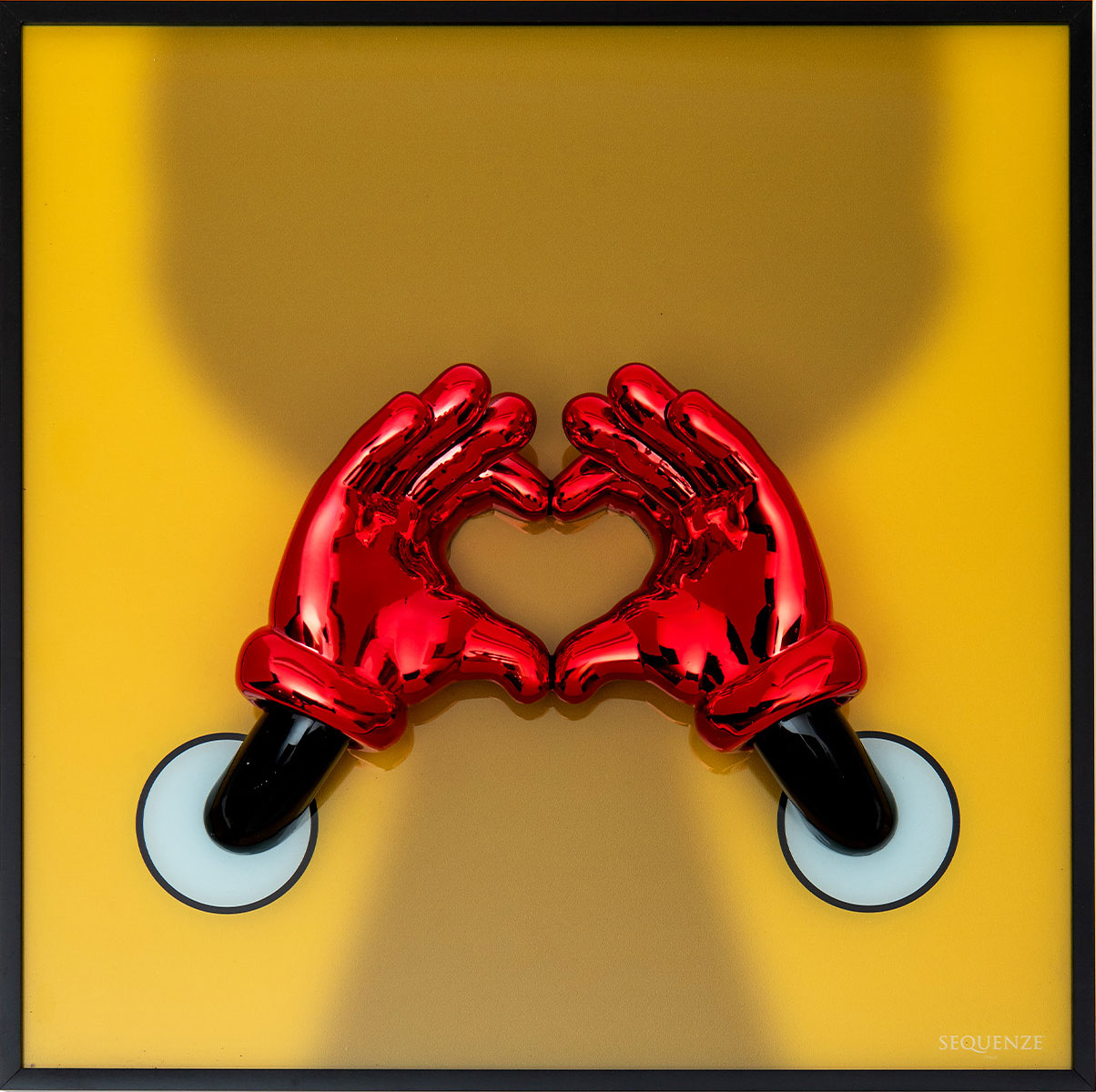 Sequenze: 3D-Bild ‚Heart gelb‘, gerahmt
