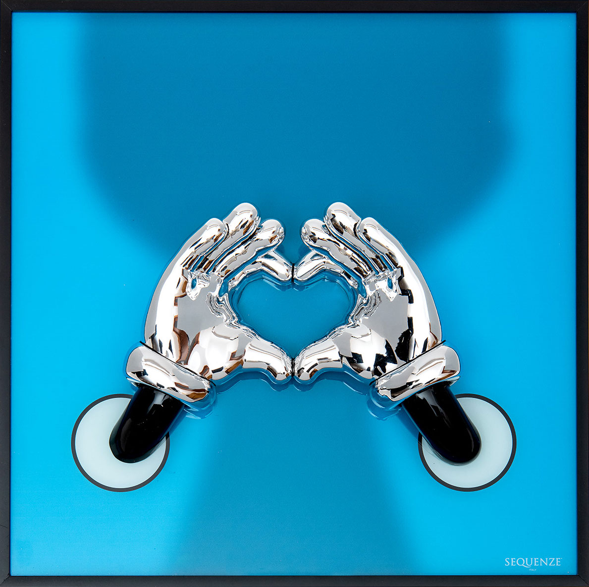 Sequenze: 3D-Bild ‚Heart blau‘, gerahmt