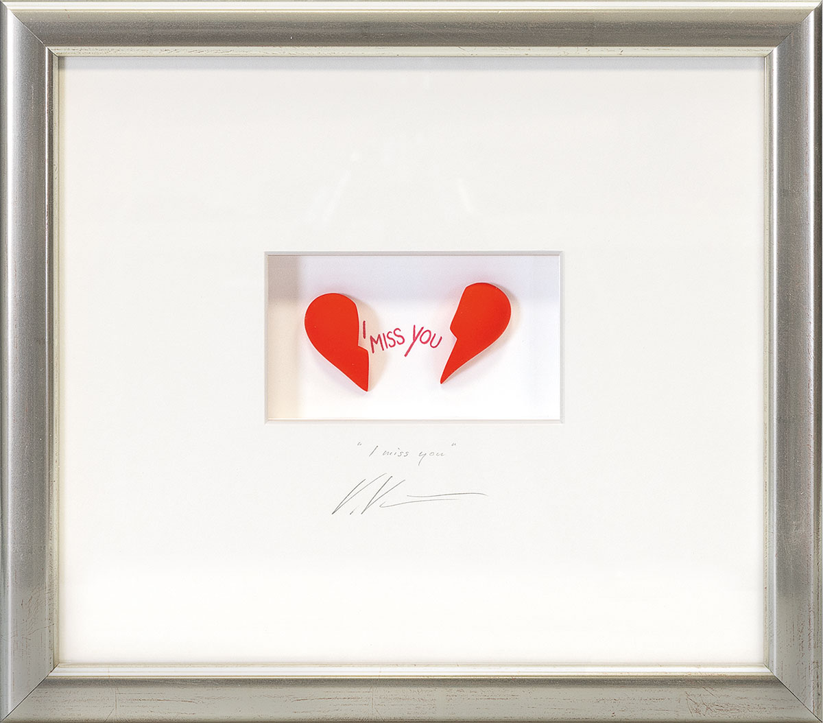 Volker Kühn: 3D-Bild ‚I Miss You‘, gerahmt
