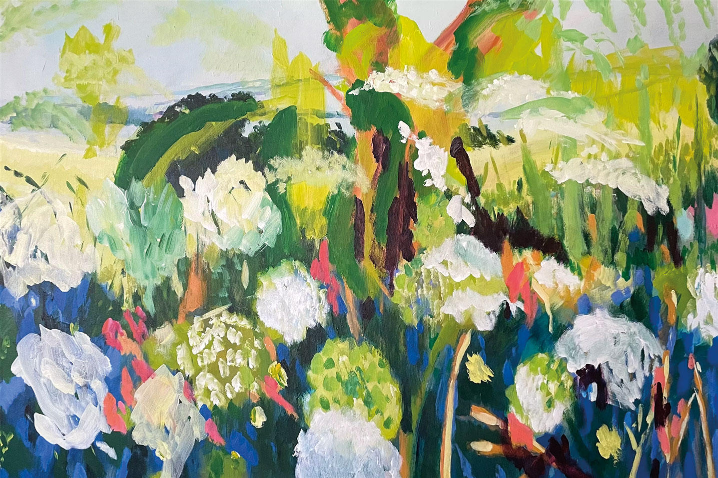 Gunther Sichelschmidt: Bild ‚White Flower Garden on Sacred Earth‘ (2023) (Original / Unikat), auf Keilrahmen