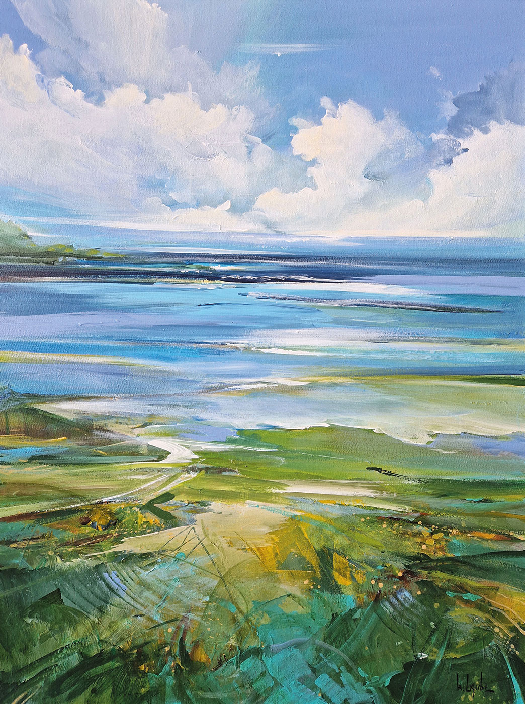Irina Laube: Bild ‚Green Coast‘ (2024) (Original / Unikat), auf Keilrahmen