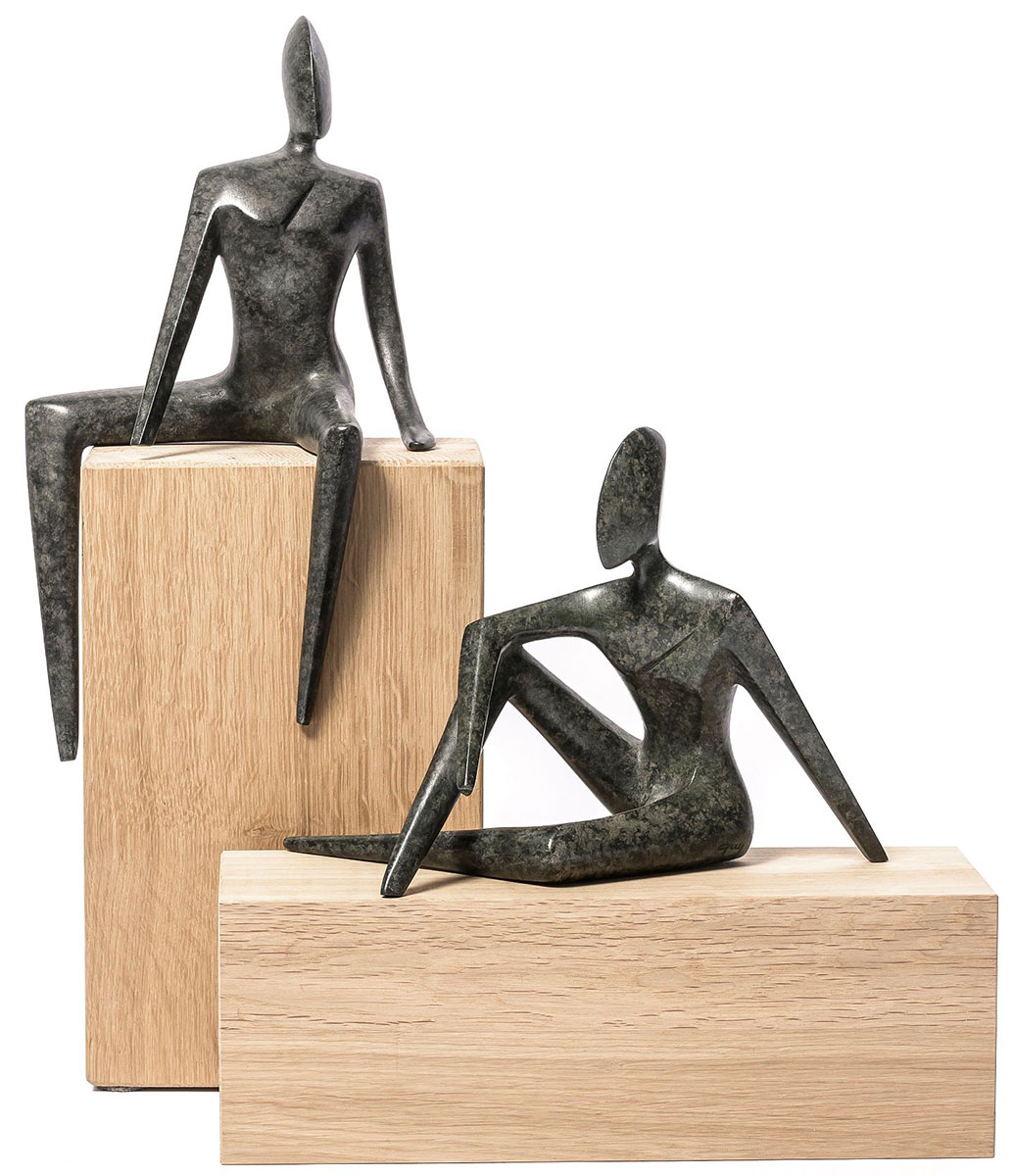 Guy Buseyne: 2 Skulpturen ‚Elle und Lui‘ im Set, Bronze auf Holz