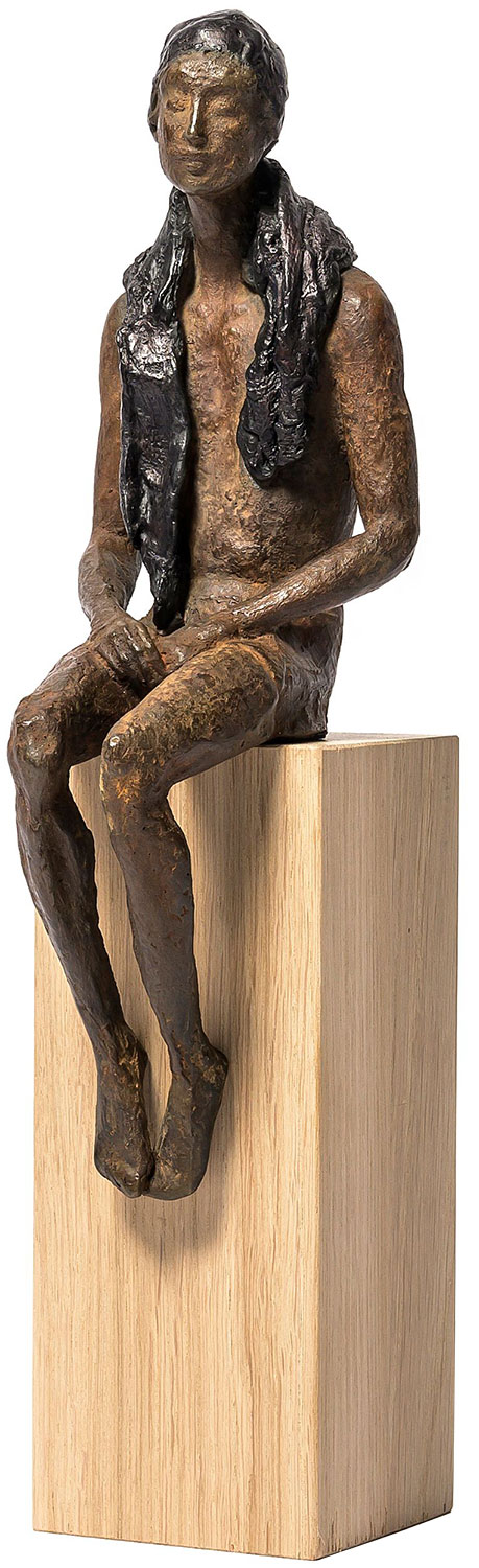 Raffaella Benetti: Skulptur ‚Nuotatore II‘, Bronze auf Holz