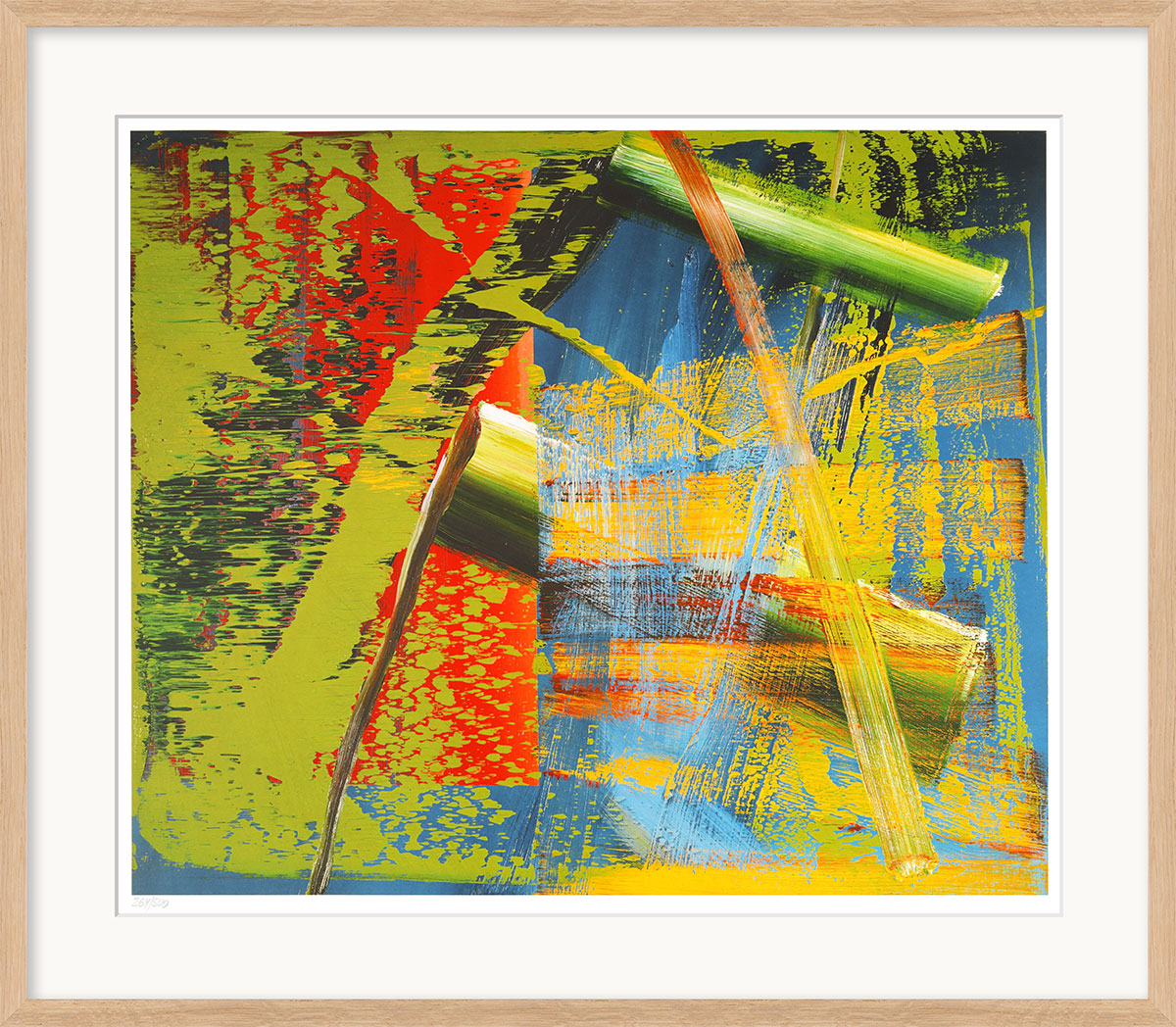Gerhard Richter: Bild ‚Abstraktes Bild‘ (1984), Version naturfarben gerahmt