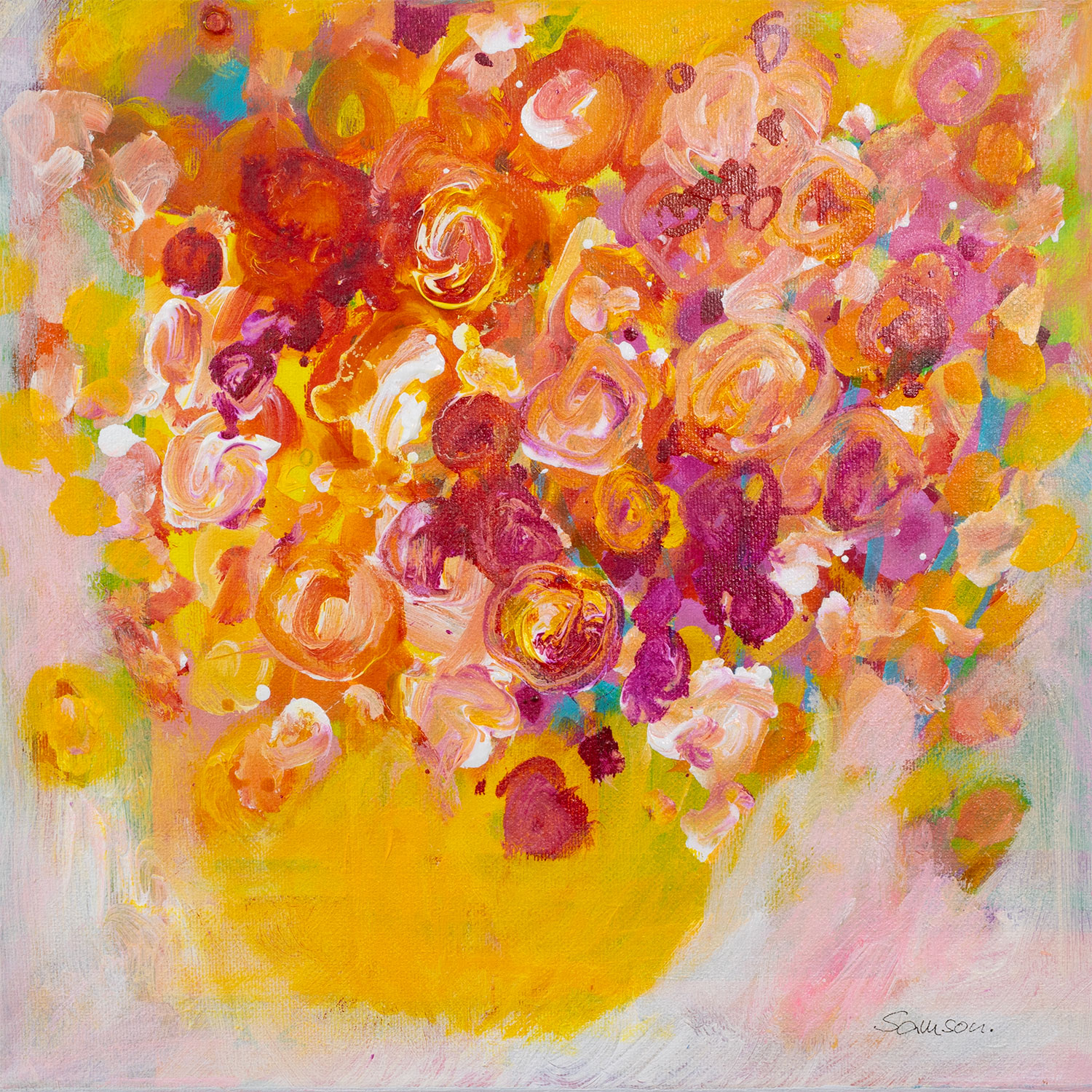 Anne Samson: Bild ‚Flowers-fleurs-fiori 14‘ (2025) (Original / Unikat), auf Keilrahmen
