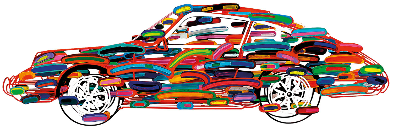 David Gerstein: 3D-Wandskulptur ‚Porsche 911‘ (2023), Aluminium