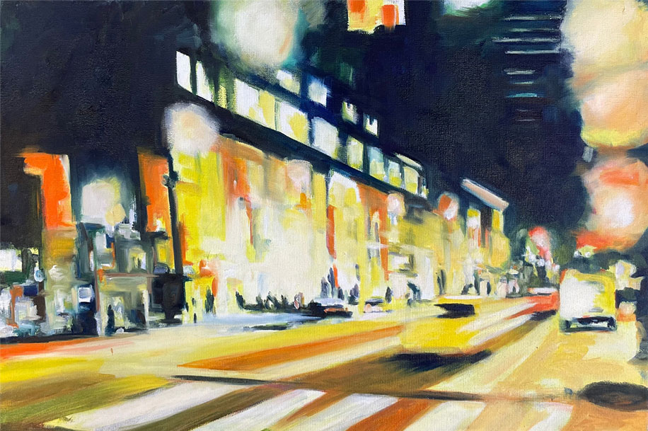 Anke Gruss: Bild ‚Streetlight VIII‘ (Original / Unikat), auf Keilrahmen