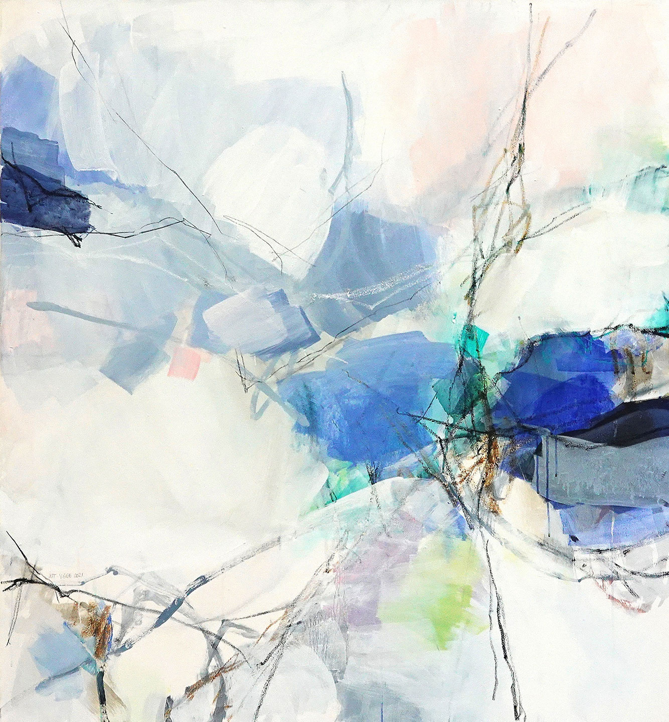 Ulrike Int-Veen: Bild ‚o.T. (Blau)‘ (2021) (Original / Unikat), auf Keilrahmen