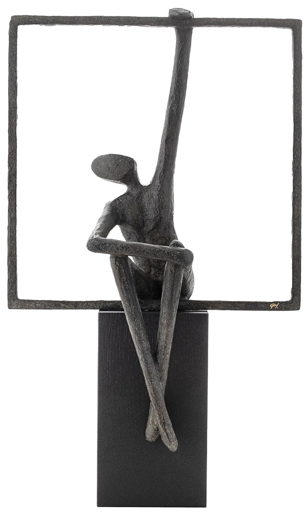 Guy Buseyne: Skulptur ‚Artus‘, Bronze auf Holz