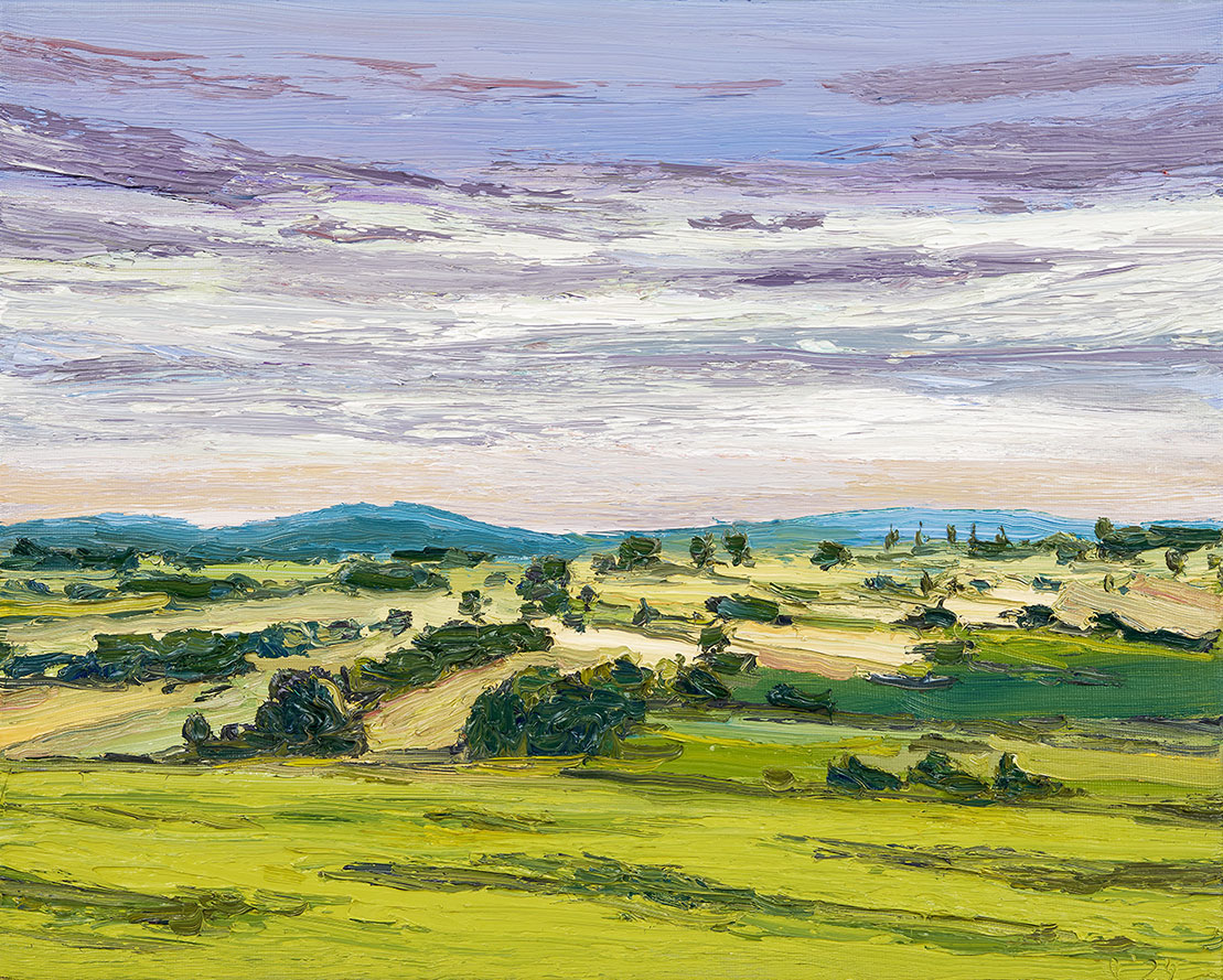 Ben Kamili: Bild ‚Juli-Landschaft bei Willingshausen‘ (2024) (Original / Unikat), auf Keilrahmen