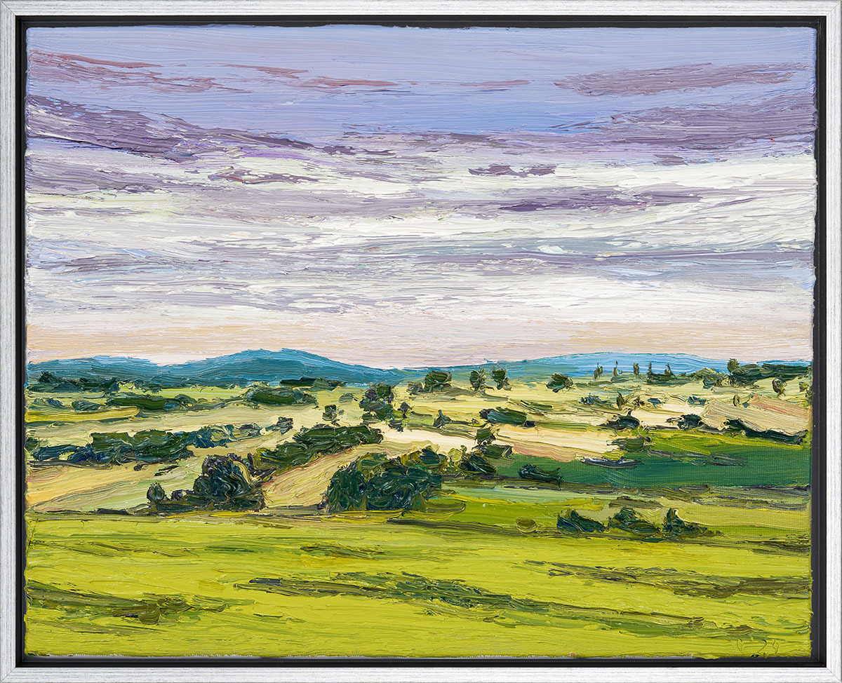 Ben Kamili: Bild ‚Juli-Landschaft bei Willingshausen‘ (2024) (Original / Unikat), gerahmt