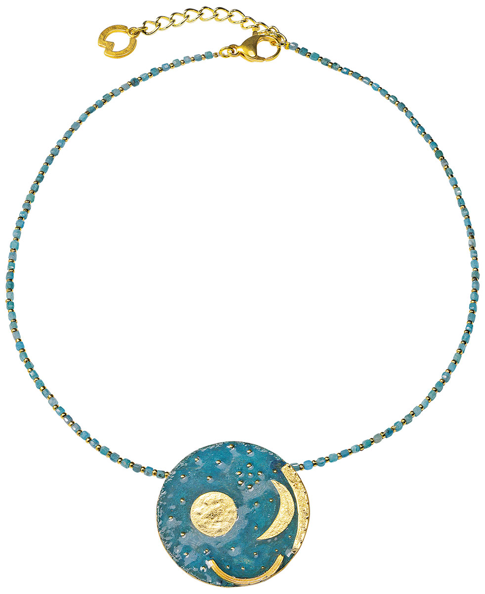 Petra Waszak: Collier ‚Himmelsscheibe von Nebra‘ mit Perlen, Schmuck