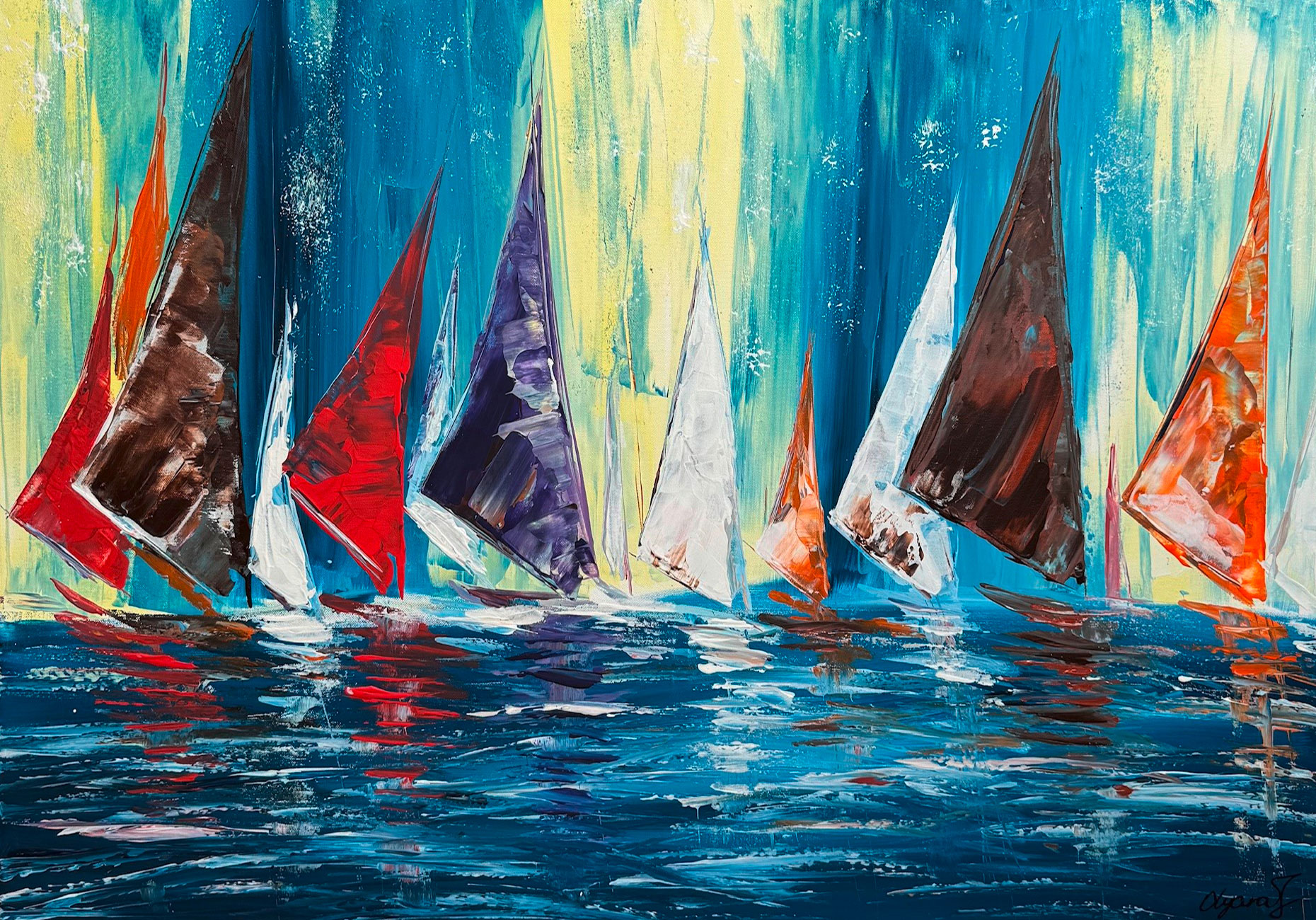 Olga Jonas: Bild ‚Sailing 12‘ (2025) (Original / Unikat), auf Keilrahmen