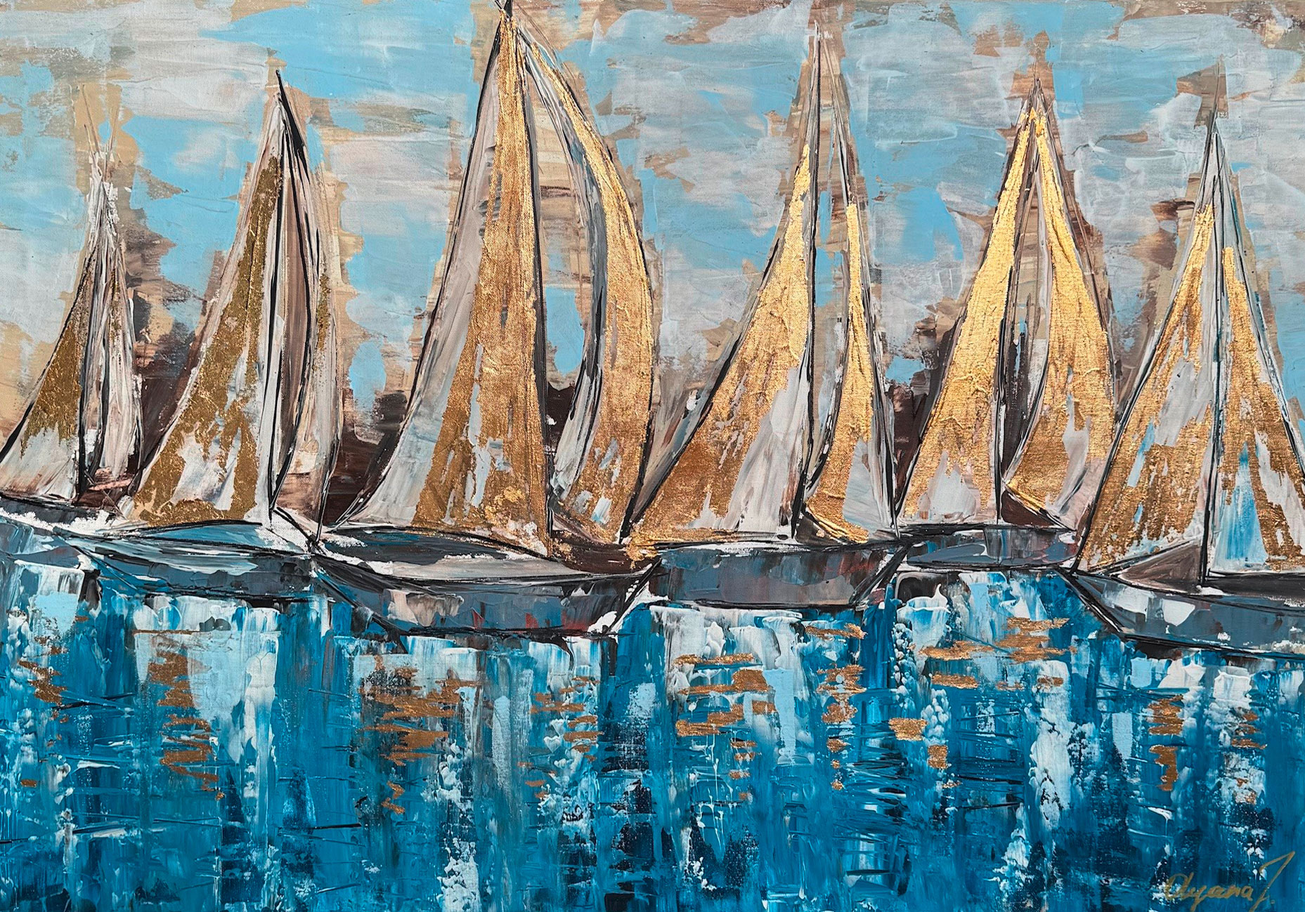 Olga Jonas: Bild ‚Sailing 16‘ (2025) (Original / Unikat), auf Keilrahmen