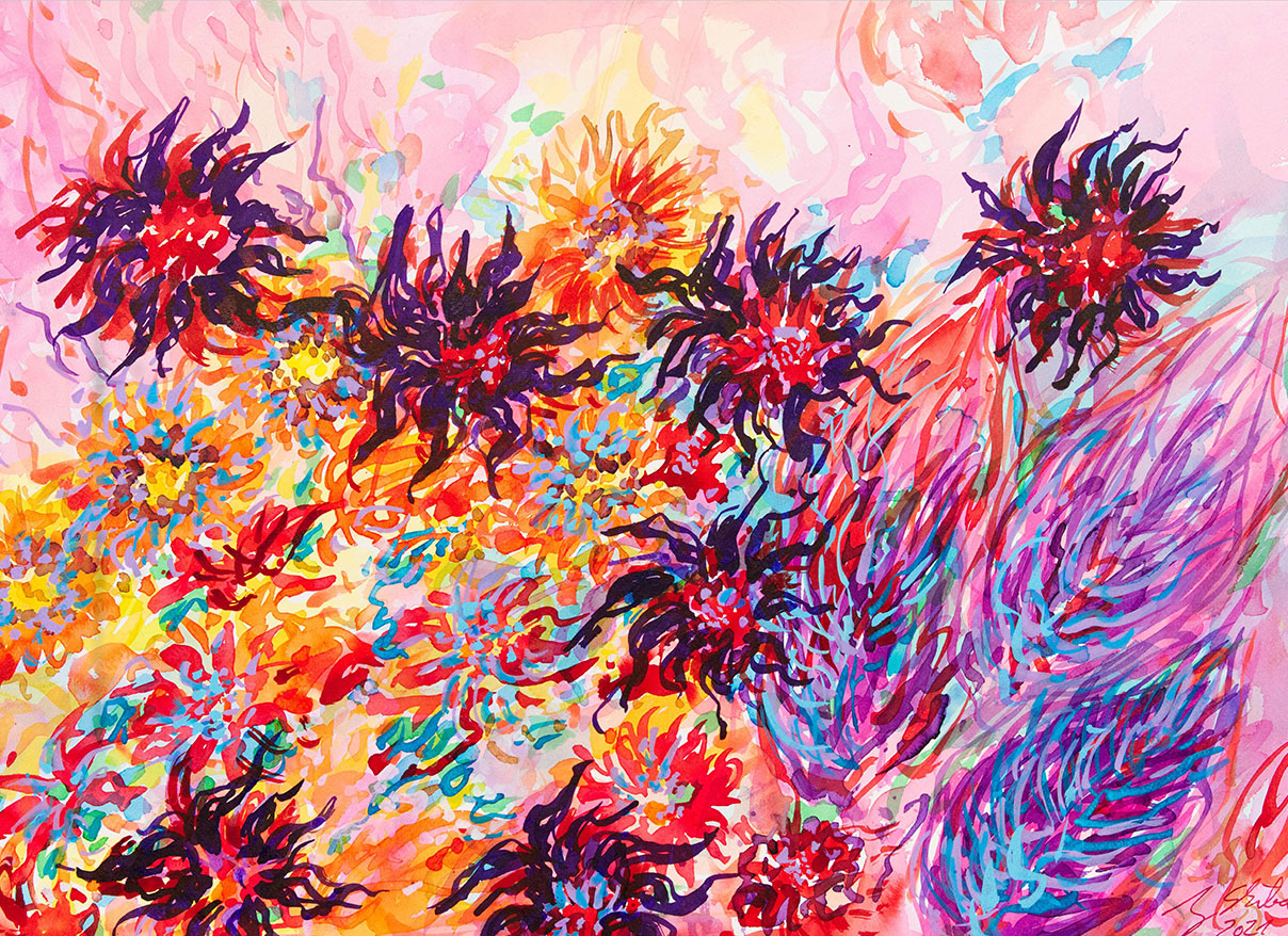 Ansgar Skiba: Bild ‚Garten im Hochsommer‘ (2021) (Original / Unikat), ungerahmt