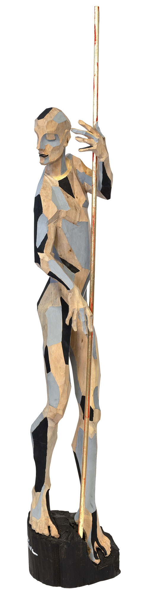 Roman Johann Strobl: Holzskulptur ‚Gleichgewicht‘ (Original / Unikat), Holz handbemalt