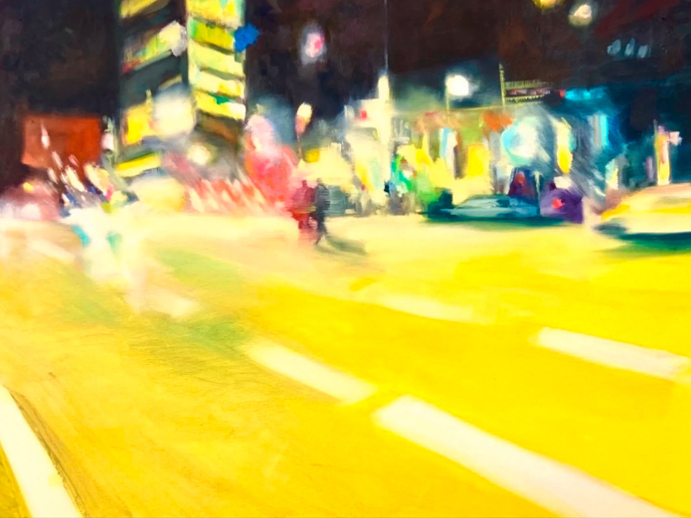 Anke Gruss: Bild ‚Yellow Night Berlin‘ (2023) (Original / Unikat), auf Keilrahmen