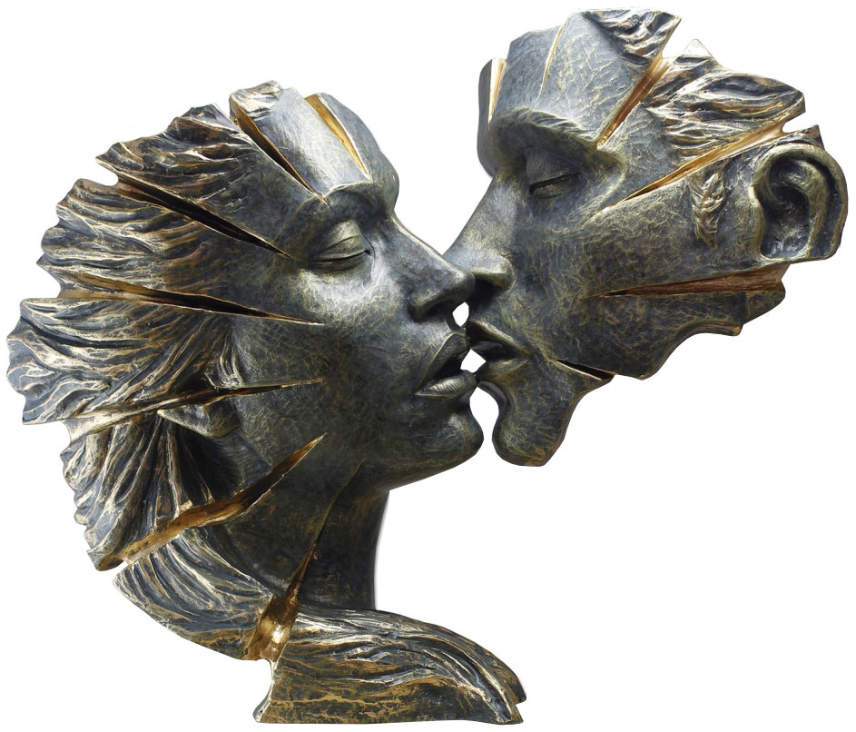 Angeles Anglada: Skulptur ‚Annäherung‘, Kunstguss Steinoptik