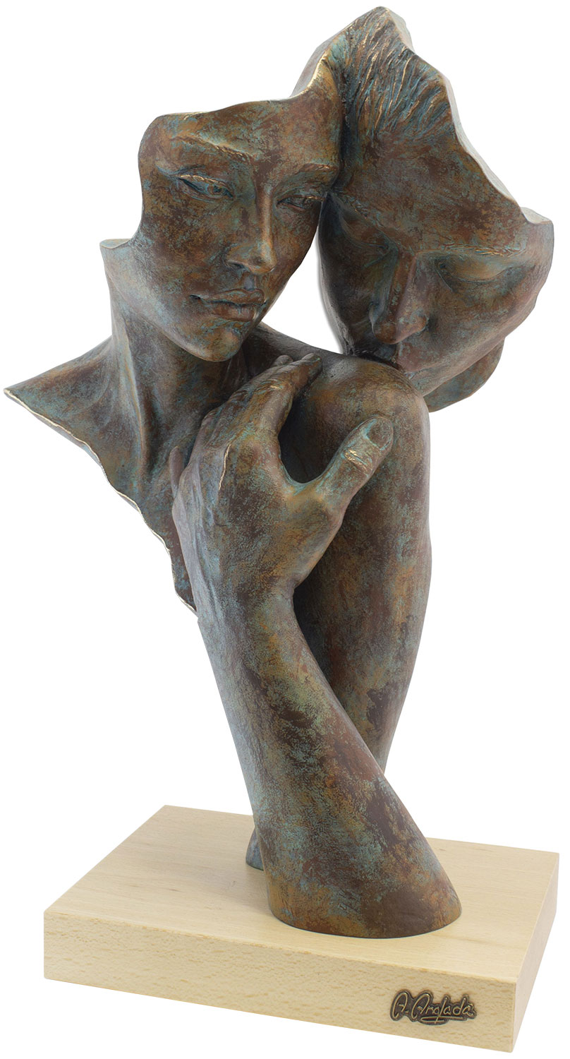 Angeles Anglada: Skulptur ‚Zuneigung‘, Kunstguss Steinoptik