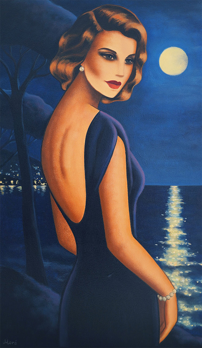 Ekaterina Moré: Bild ‚A Secret Between Moon and Sea‘ (2026) (Original / Unikat), auf Keilrahmen