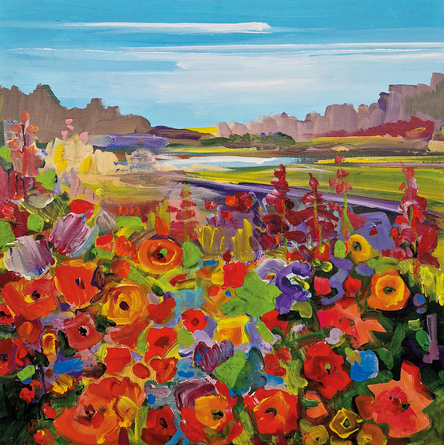 Irina Laube: Bild ‚Wildflowers‘ (2025), auf Keilrahmen