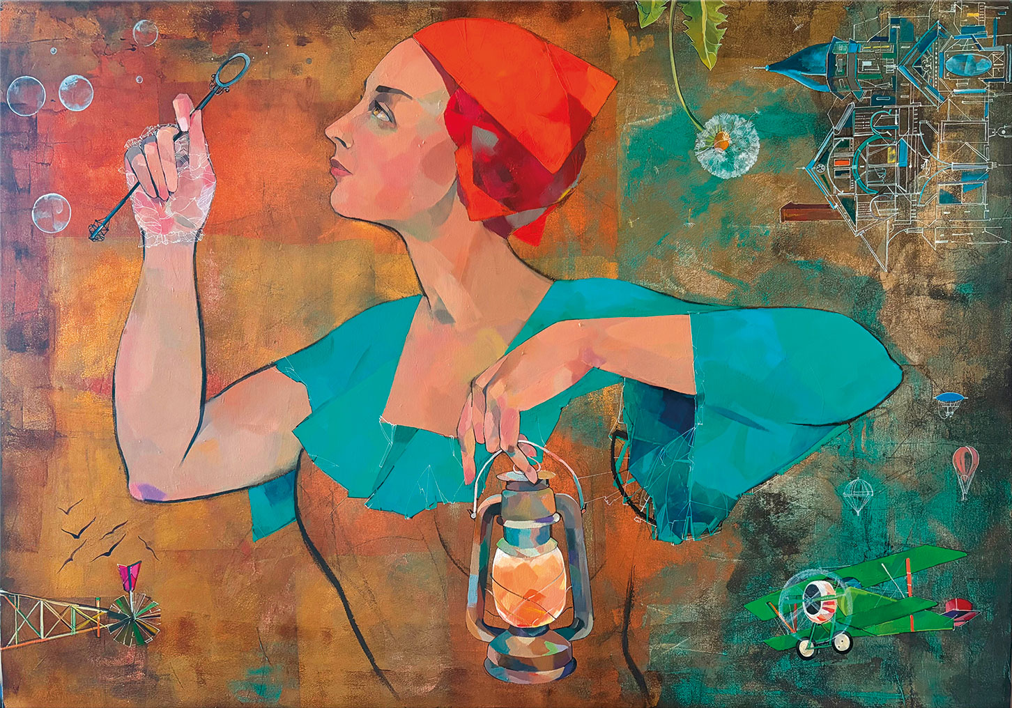 Marina Krasnitskaya: Bild ‚Rotkäppchen‘ (2022) (Original / Unikat), auf Keilrahmen