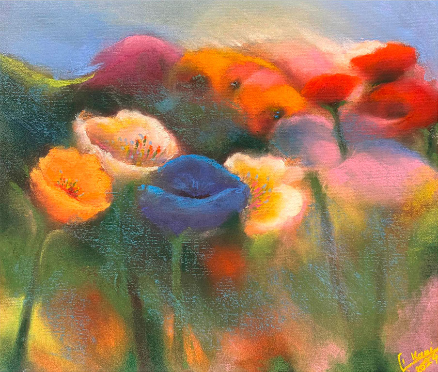 Kani Alavi: Bild ‚Mohn im Blumenfeld‘ (Original / Unikat), ungerahmt