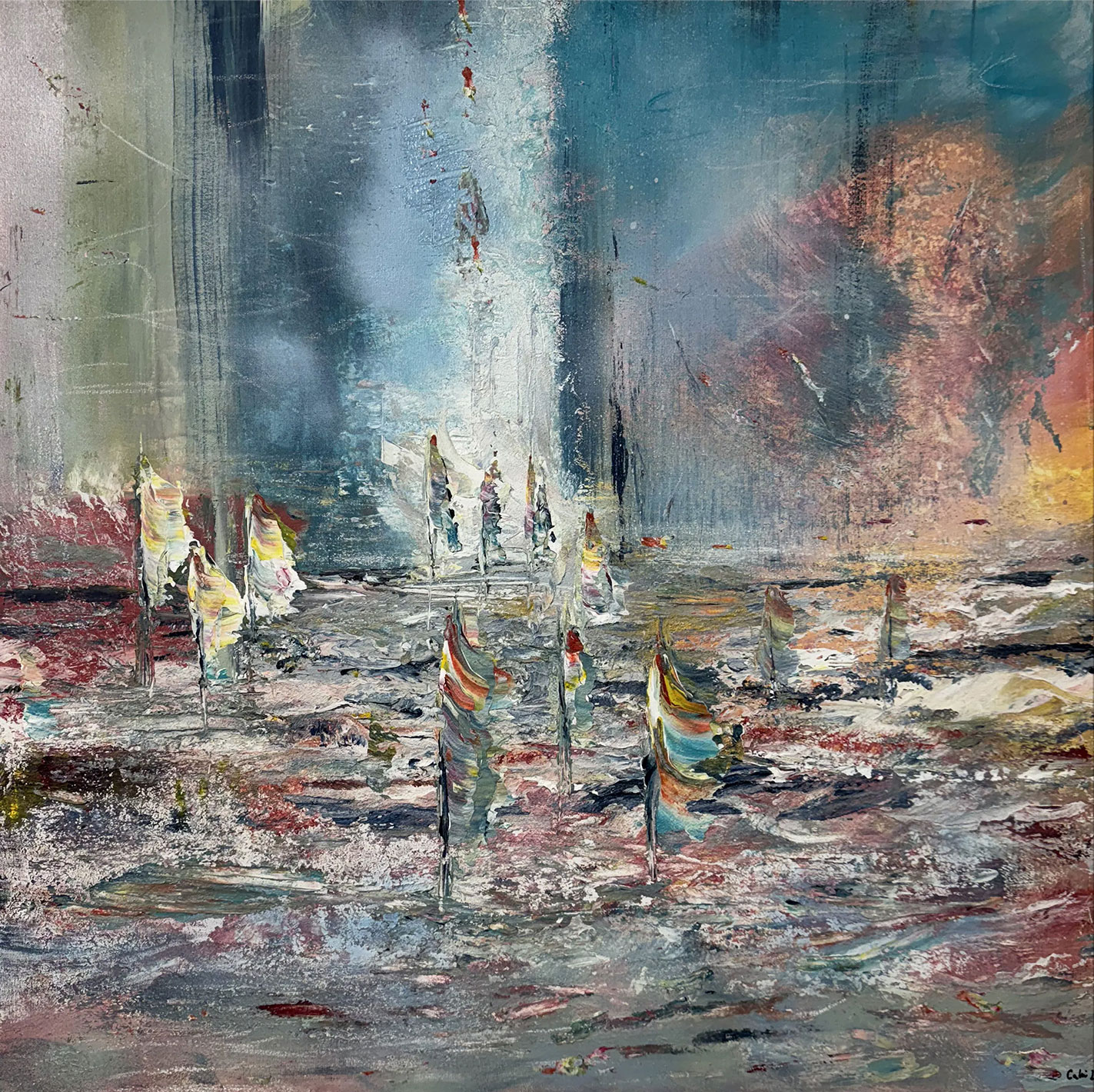 Carmen Lütkehaus: Bild ‚Sailing in Joy‘ (2023) (Original / Unikat), auf Keilrahmen