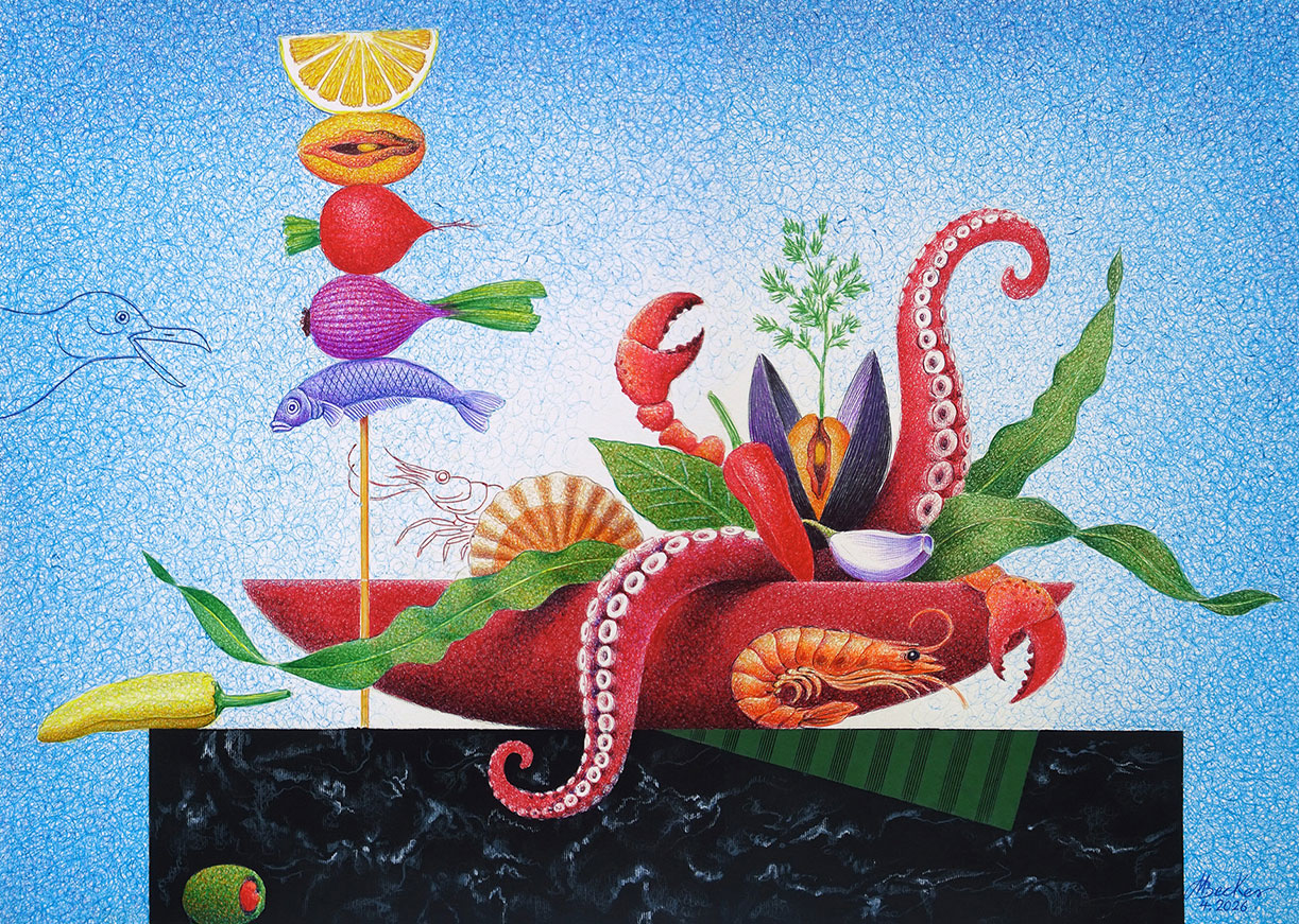 Michael Becker: Bild ‚Frutti di Mare‘ (2026) (Original / Unikat), ungerahmt