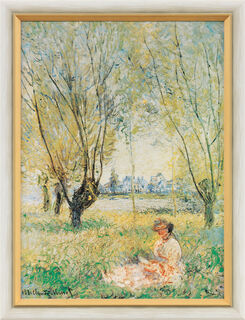 Beeld "Zittende vrouw onder de wilgen" (1880), ingelijst