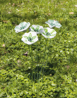 Garden stake flower set "White Blossoms", 5-pcs. ceramic
