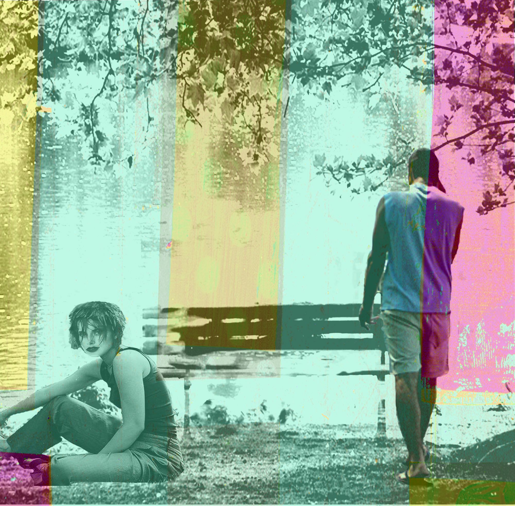 Tableau "Transparence, jeune couple au bord de l'eau" (2011) von Angelika Jelich