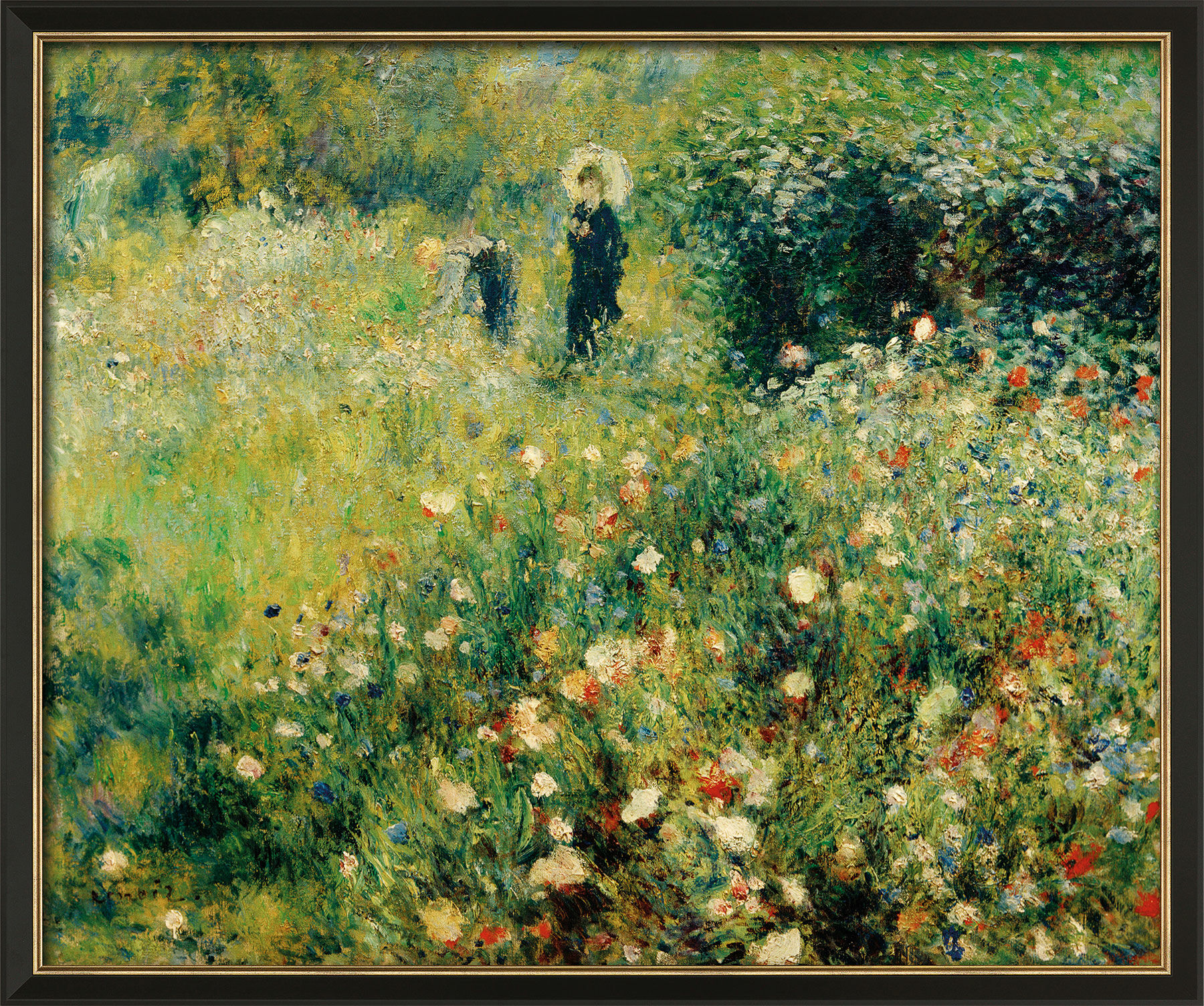 Picture "Woman with Parasol in a Garden" (1875), framed by Auguste Renoir