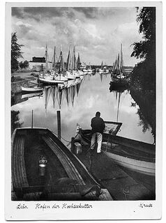 Bild "Sonnenuntergang Leba Hafen" (1926), gerahmt von Max Pechstein