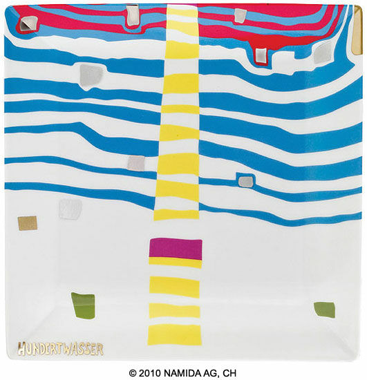 Geschenkschaal "Detail of Infinity" (23 x 23 cm, wit) von Friedensreich Hundertwasser