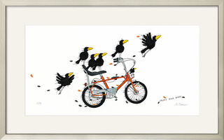 Picture "Crazy Bike Birds" (2021), framed