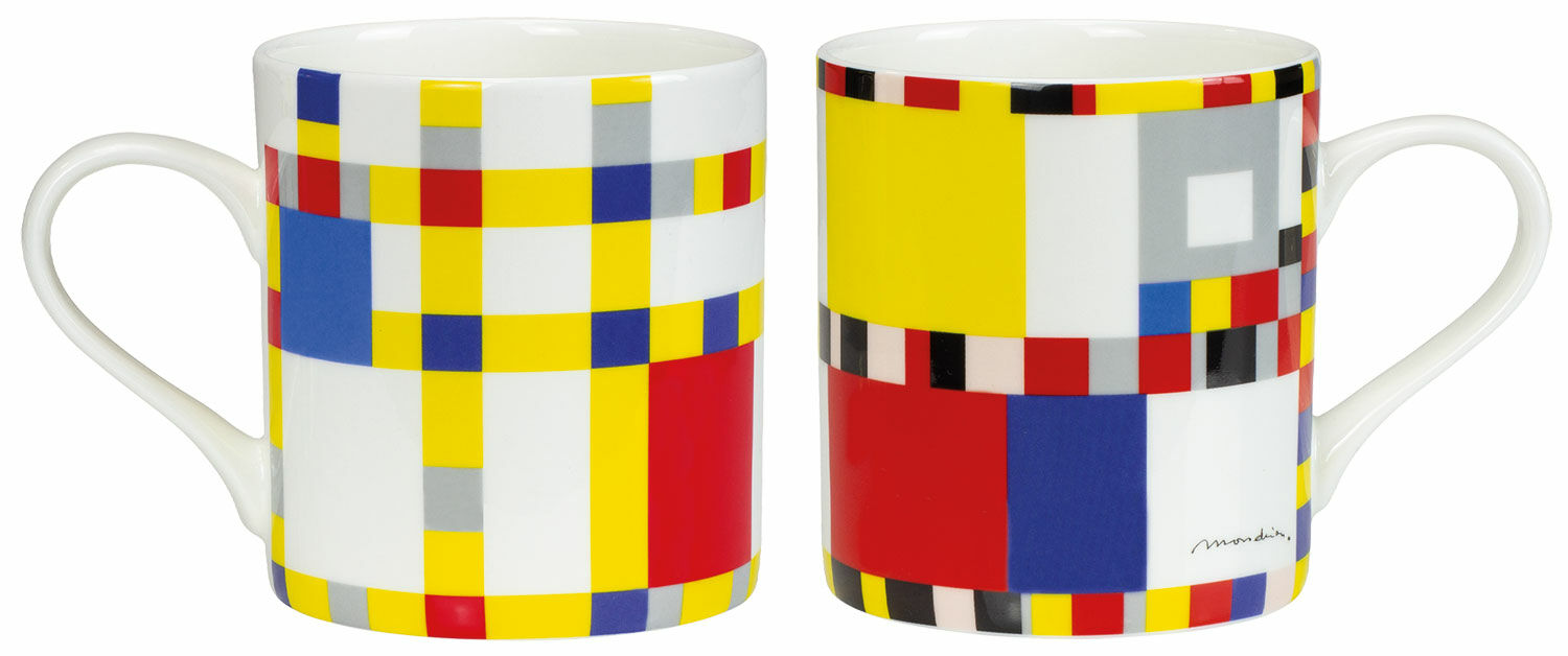 Set de deux tasses avec motifs de l'artiste "Boogie Woogie", porcelaine von Piet Mondrian