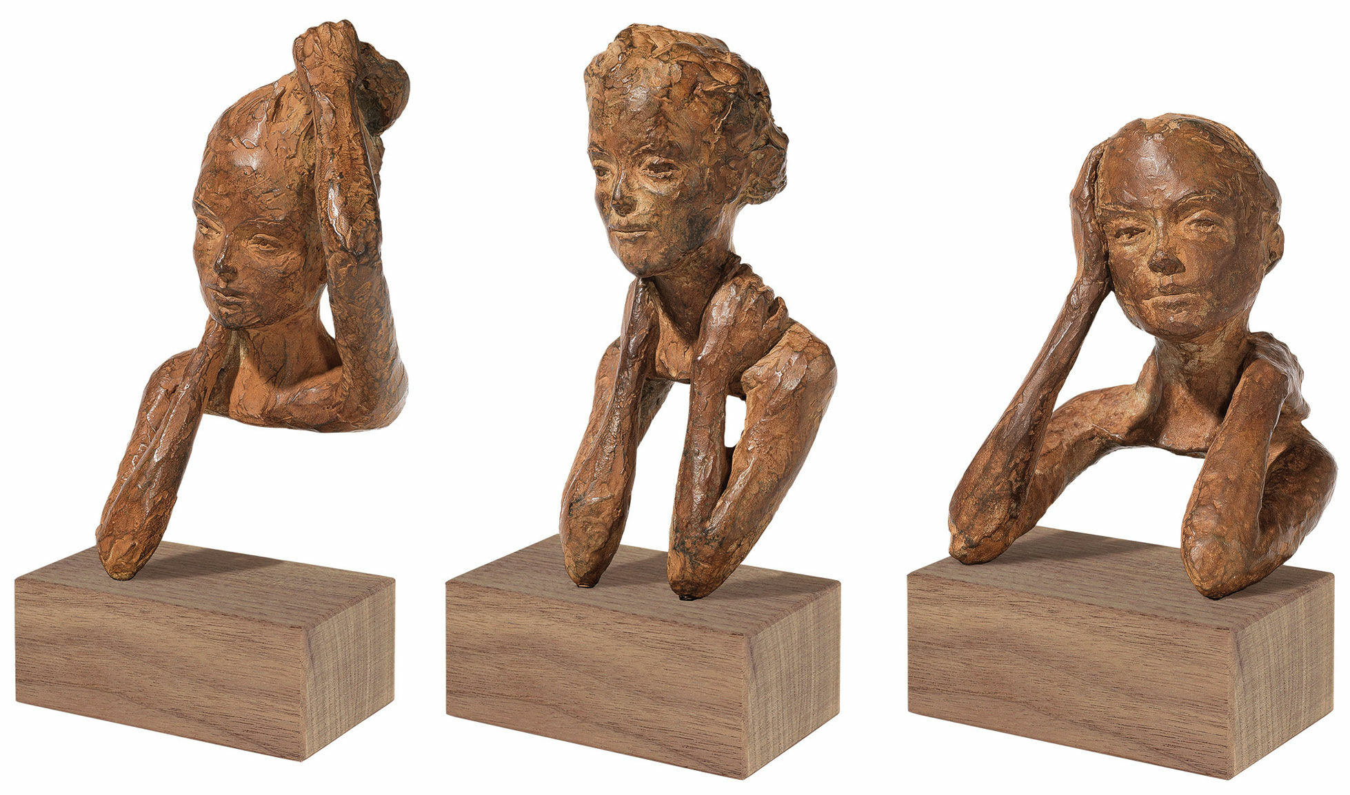 Set of 3 sculptures "Emotions", bronze by Valerie Otte