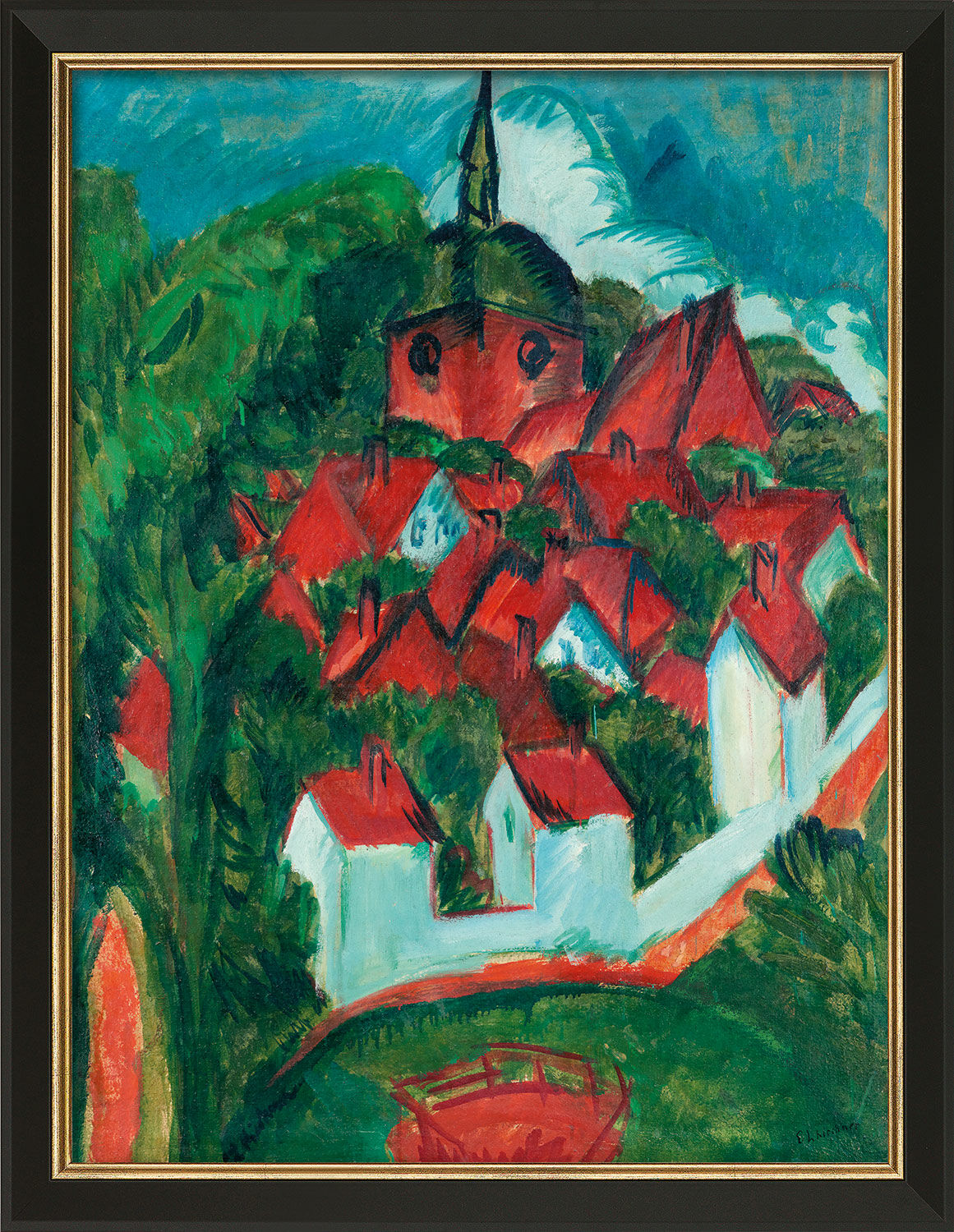 Beeld "Burg op Fehmarn" (1912), zwart met gouden lijst von Ernst Ludwig Kirchner