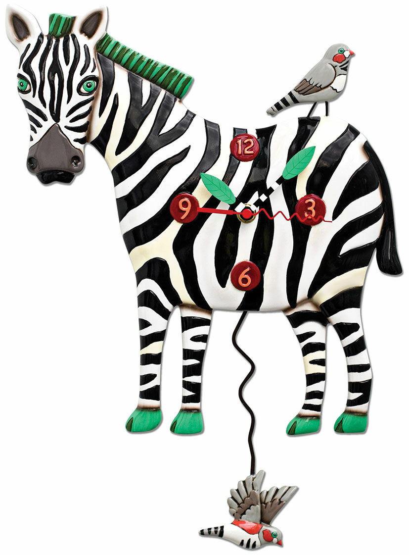 Wanduhr "Zebra", Kunstguss handbemalt von Michelle & Gary Allen