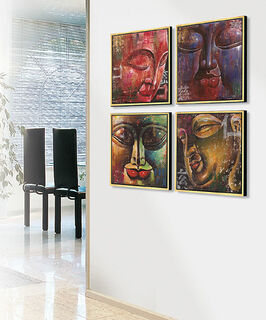 4 Buddha pictures in a set, framed by Ma Tse Lin