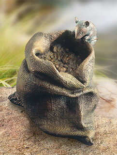 Garden sculpture "Mouse on Grain Bag", bronze