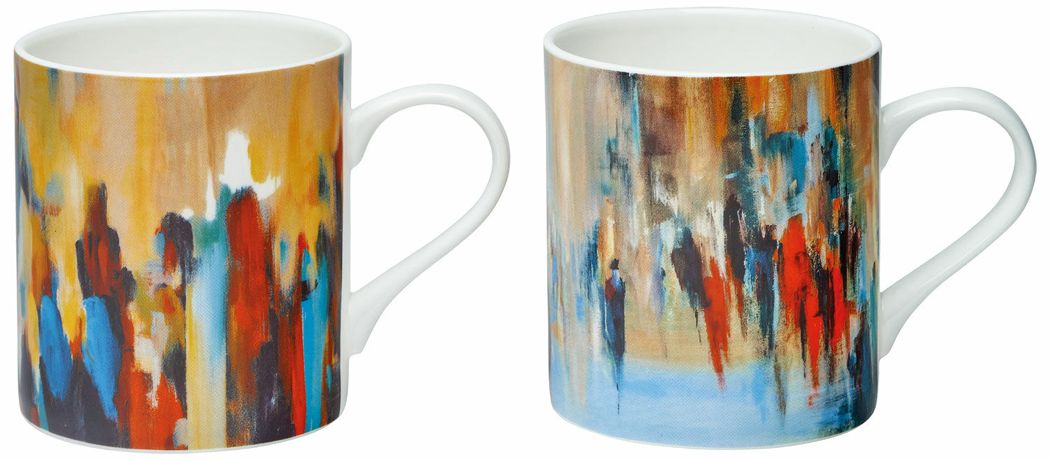 Set of 2 mugs "Connections", porcelain by Robert Hettich