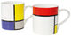 Set med 2 muggar "Composition", porslin av Piet Mondrian