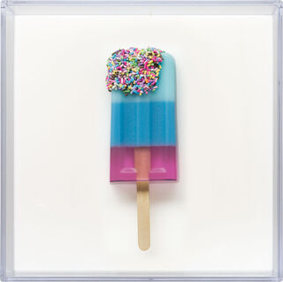 Wandobjekt "Eis am Stiel", Version in Blau-Pink