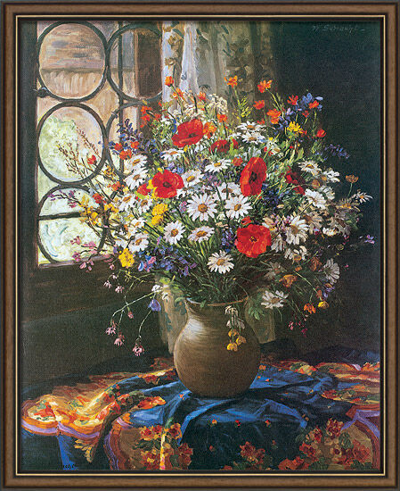 Tableau "Bouquet de fleurs sauvages", encadré de Wilhelm Schacht