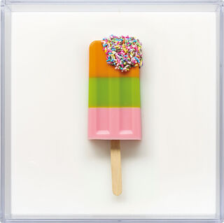 Wandobjekt "Eis am Stiel", Version in Orange-Grün-Rosa